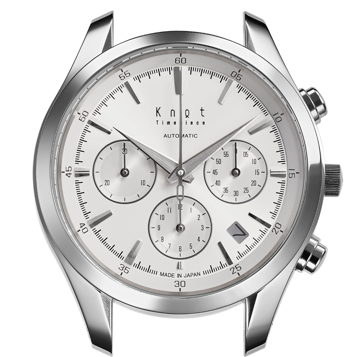 【人気色】 knot ATC-40 機械式 クロノグラフ ホワイト&シルバー Knot ATC-40SVWH 機械式腕時計 メンズ 自動巻き ホワイト 日本製 40mm