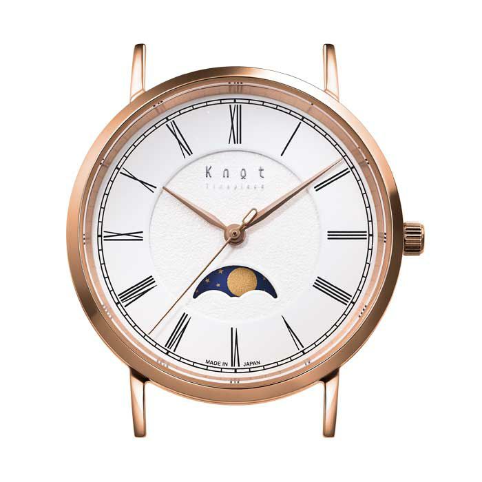 Knot CMP34RGWH 腕時計 メンズ レディース クォーツ ローズゴールド ホワイト 日本製 34mm ムーンフェイス