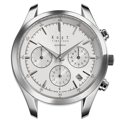 本日限り　CATOREX 自動巻きクロノグラフ腕時計 Knot ATC-40SVWH 機械式腕時計 メンズ 自動巻き ホワイト 日本製 40mm