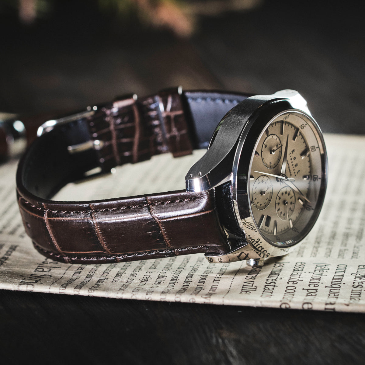 美品 21mm×18mm純正IWCマットクロコダイル ダークブラウン 時計ベルト