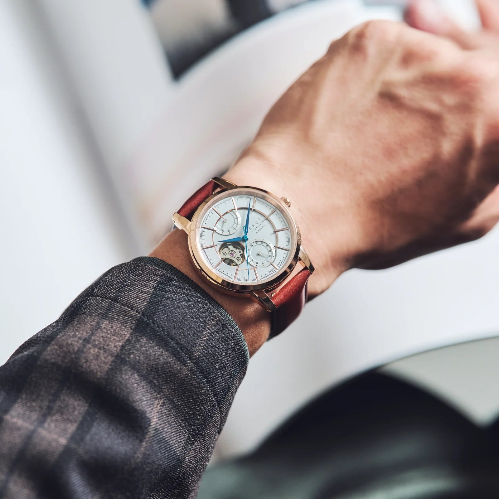 knot メカニカルオープンハート40mm ローズゴールド×シルバー Knot CAP-40RGSV 腕時計 メンズ 自動巻き ローズゴールド