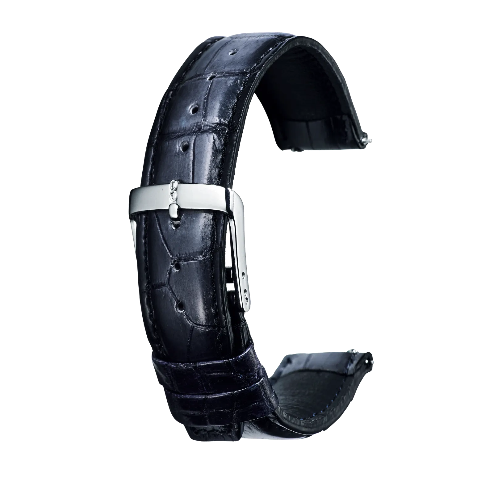 knot クロコダイルレザーバンド パティーナ仕上げ グレー Dバックル付 knot クロコダイルレザーバンド パティーナ仕上げ グレー Dバックル付